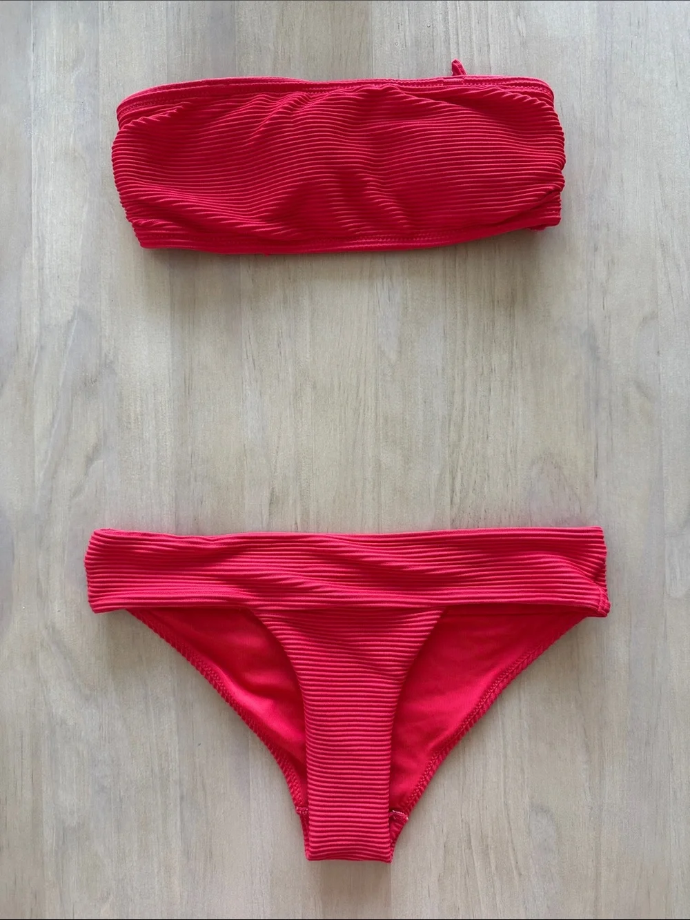 H&M red stapless bikini size 0 top & bottom | vacation, poolside, euro summer